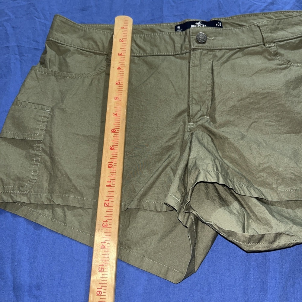 HOLLISTER Shorts Low-rise Muted Green 100 % Cotton Shorts Juniors Size 15 w32 - Picture 13 of 14